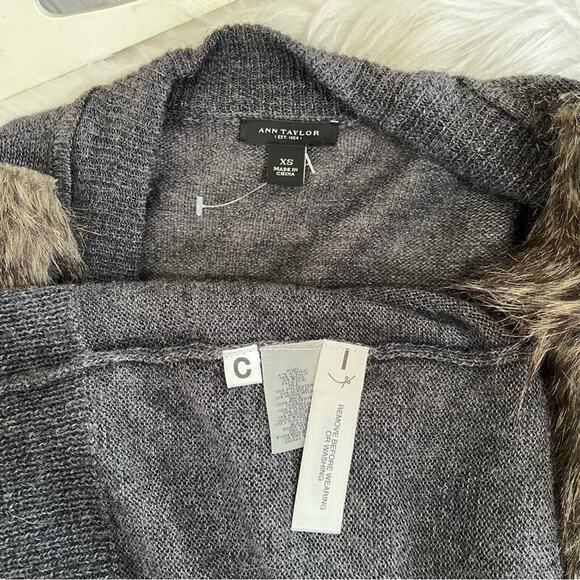 NEW Ann Taylor Wool Faux Fur Longline Belted Button Maxi Cardigan Sz XS NWT - Picture 10 of 16